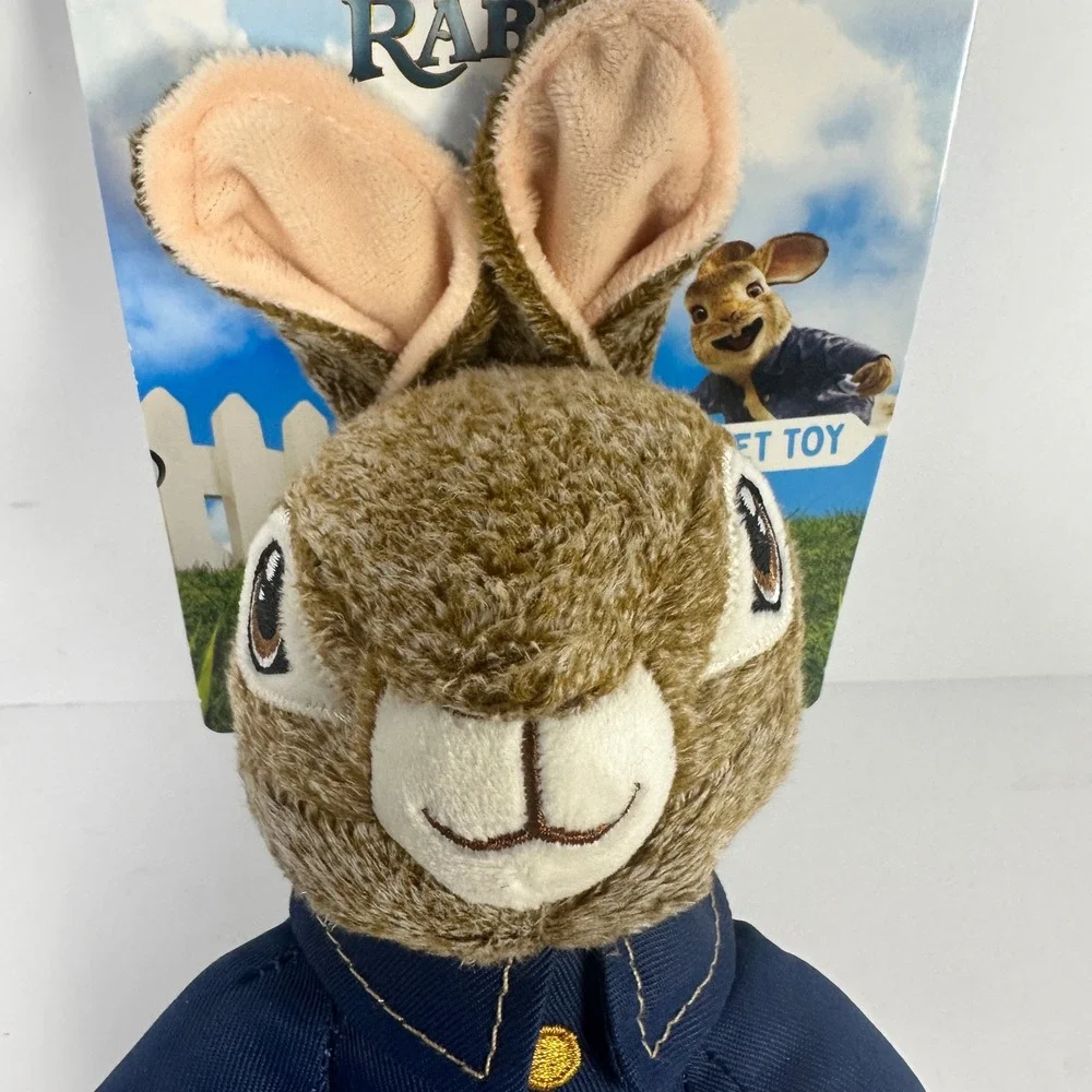 Peter Rabbit Pet Toy Dog‎ Squeaky Plush Rope Tail Blue NWT Movie Character